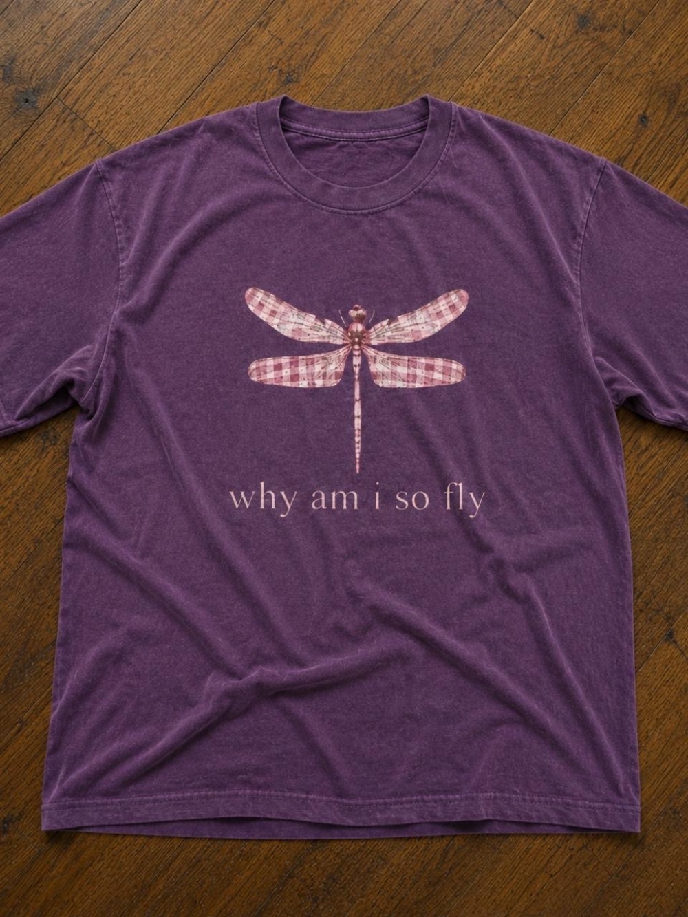 Gildan Purple Graphic Dragonfly Tee